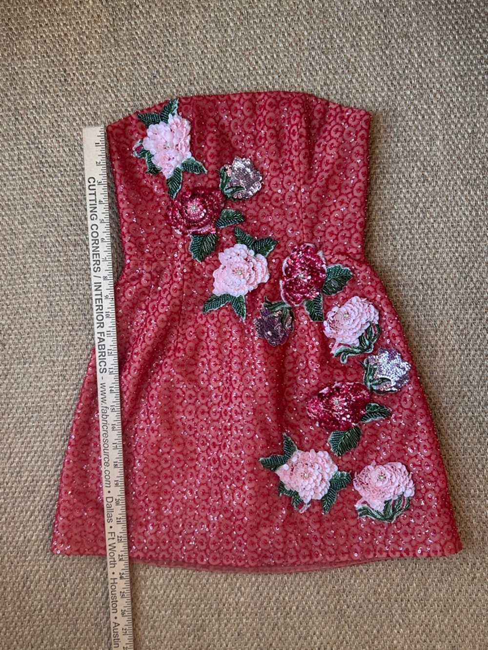 HELSI Frida Strapless Beaded Floral Appliqué Mini Dress- Small - Picture 7 of 16